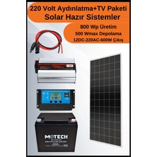 Tv+Aydınlatma Tall Mono Solar Paket 220 VOLT-800WP