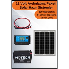 N&D Lighting Aydınlatma Short Mono Solar Paket 12 VOLT-200WP