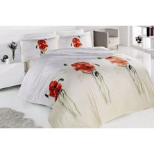 Altınbaşak Gelincik Krem Bambu Çift Kişilik Nevresim Takımı