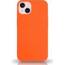 Kılıfmania Apple iPhone 13 Mini Silikon Kılıf Altı Kapalı Içi Kadife Lansman Arka Kapak  - Turuncu