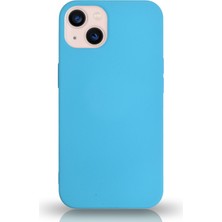 Kzy Apple iPhone 13 Mini Silikon Kılıf Altı Kapalı Içi Kadife Lansman Arka Kapak  - Açık Mavi