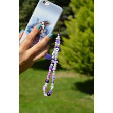 Sacce Scarves&Accessories Mor Renkli Boncuklu Smile Yazılı Telefon Ipi Charmı Askısı