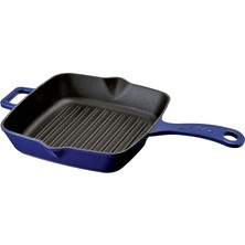 Lava Döküm Izgara Tava Metal Saplı Ölçü 20X20CM. - Mavi