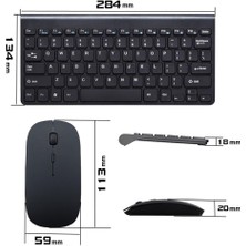 Triline Ingilizce Mini Slim 2.4 Ghz Kablosuz Klavye Mouse Set Klavye - Siyah