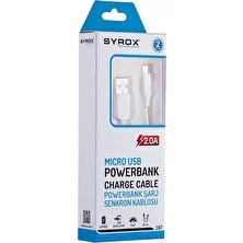 Syrox C67 Micro USB 2.0A Hızlı Şarj Kablosu Powerbank Kullanımı Için Kısa KABLO(20CM)