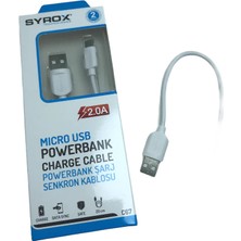 Syrox C67 Micro USB 2.0A Hızlı Şarj Kablosu Powerbank Kullanımı Için Kısa KABLO(20CM)