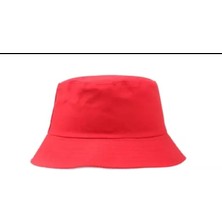 Eleven Markets Düz Kırmızı Kova Şapka Balıkçı Şapka Bucket Hat