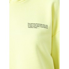 Aeropostale Kapüşonlu Crop Neon Sarı Kadın Sweatshirt - K-Gaia-Y