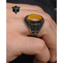 Prestige Gümüş Gümüş Erkek Yüzük Kaplangözü Taşlı Terazi Figürlü
