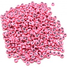 Bidolu Harf Boncuk Elips Pembe 6 mm 250 gr