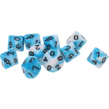 Vogue 10 Adet 10 Taraflı Polyhedral D10 Zar Çift Renkler Parti Oyunu Prop Mavi Beyaz (Yurt Dışından)