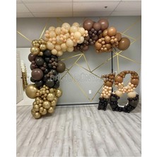 Karamel-Ten-Çikolata Kahve-Krom Gold Renk Balon Zinciri 70 Adet+5 mt Balon Zinciri