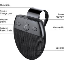 Bluetooth Araba Hoparlör Müzik Çalar Auto Güç Açık Handsfree Arama Siyah