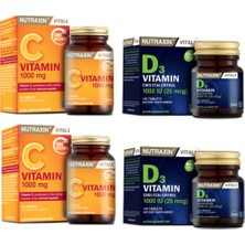 Nutraxin D3 Vitamini 1000 Iu 120 Tablet X2 Adet + C Vitamini 1000 Mg 30 Tablet X2 Adet
