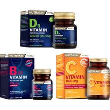 Nutraxin D3 Vitamini 1000 Iu 120 TABLET+B12 Vitamini 1000 Mcg 60 Dilaltı Tableti+C Vitamini 1000 Mg 30 Tablet