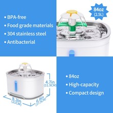 Three Beans 2.4l Otomatik Pet Kedi Su Çeşmesi LED Elektrikli USB Köpek Kedi Pet Otomatik Pet Içme Çeşmesi Dispenseri | Kedi Besleme ve sulama Malzemeleri - (Yurt Dışından)