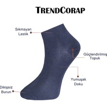 Trendcorap Premium 8'li Dikişsiz Bambu Erkek Spor Bilek Patik Çorap Siyah - Lacivert