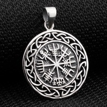 Tesbih Sepetim Viking Vegvisir Pusulası Denizci Gümüş Kolye Ucu