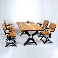 Entema Doğal Ağaç Masif Ahşap Yemek Masası 90 cm x 200 cm 4 Sandalye