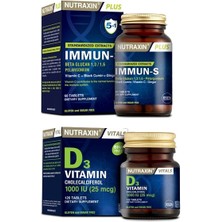 Nutraxin Vitamin ve Mineral Takviyesi D3 Vitamini 120 Tablet + Immun-S 60 Tablet
