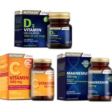 Nutraxin Vitamin C 1000 Mg 30 Tablet+Magnezyum 250mg 60 Tablet+D3 Vitamini 120 Tablet