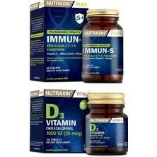 Nutraxin 1,3 - 1,6 Beta-Glukan Içeren Takviye Edici Gıda Immun-S 60 Tablet + D3 Vitamini 1000 Iu 120 Tablet