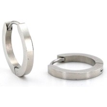 Solfera Gümüş Renk 16MM Halka Paslanmaz Çelik Erkek Küpe E973