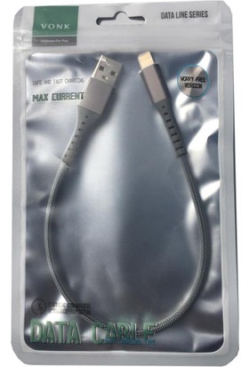 Vonk iPhone Lightning Örgülü Şarj ve Data Kablosu Kısa Powerbank Kablo 30 cm