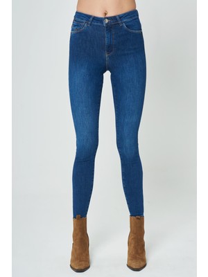 Judy Koyu Mavi Yüksek Bel Skinny Fit Fermuarlı Jean Pantolon C 4521-109