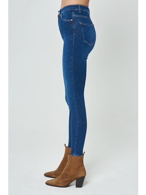 Cross Jeans Judy Koyu Mavi Yüksek Bel Skinny Fit Fermuarlı Jean Pantolon C 4521-109