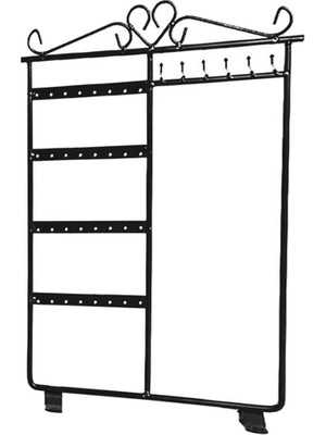 Lanfan Metal Takı Standı Ekran Bilezikler Küpe Tutucu Organizatör Raf Siyah (Yurt Dışından)