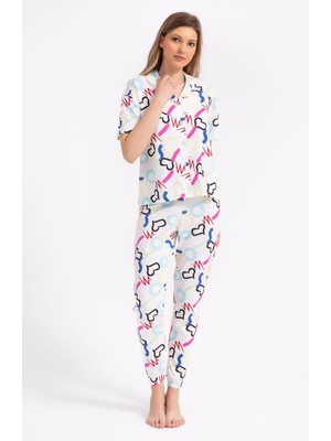 Pierre Cardin Roly Poly 2786 Love Krem Kadın Gömlek Pijama Takımı