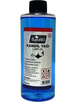 Kandillo Mavi Kandil Yağı Kokusuz Dumansız Gaz Lambası Yakıtı 250 ml Sıvı Parafin İçerir