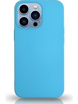 Case World Apple iPhone 13 Pro Silikon Kılıf Altı Kapalı Içi Kadife Lansman Arka Kapak  - Açık Mavi