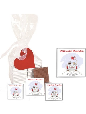 Agrand Madlen Çikolata Sargılı Düğünümüze Hoşgeldiniz Agrand Marka 70 Adet Jelatin Poşetli Kalpli Etiketli