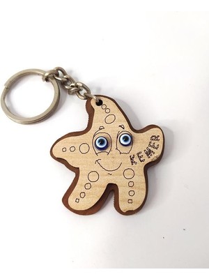 Hd Marketim Deniz Yıldızı  Anahtarlık Nazar Boncuklu Ahşap Çanta Süsü Dekor