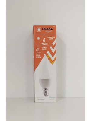 Osaka LED Kıvrık Mum Ampül E14 6W 230VOLT 540LM 6500K Beyaz LED018