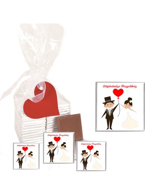 Agrand Madlen Çikolata Sargılı Düğünümüze Hoşgeldiniz Agrand Marka 70 Adet Jelatin Poşetli Kalpli Etiketli