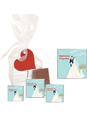 Agrand Madlen Çikolata Sargılı Düğünümüze Hoşgeldiniz Agrand Marka 70 Adet Jelatin Poşetli Kalpli Etiketli