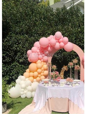 Pembe Beyaz ve Ten Rengi Balon Zinciri 50 Adet+5 mt Balon Zinciri