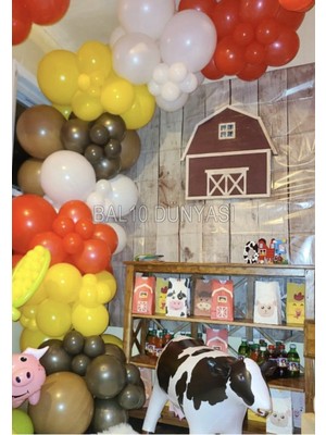 Sarı-Kırmızı-Beyaz-Karamel-Turuncu-Kahve Renk Balon Zinciri 50 Adet+5 mt Balon Zinciri