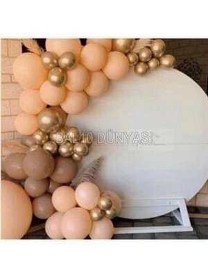 Krom Gold Karamel ve Ten Balon Balon Seti 100 Adet+5 mt Balon Zinciri
