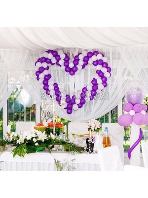 Mor-Beyaz Balon Seti 50 Adet + 5 mt Balon Zinciri