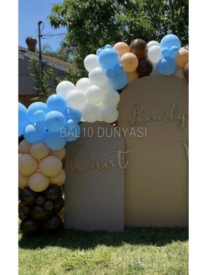 Pastel Mavi Beyaz Çikolata Kahve Ten Rengi Balon Zinciri 70 Adet+5 mt Balon Zinciri