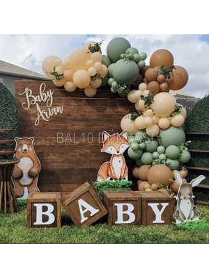 Karamel Ten Küf Yeşili Renk Balon Zinciri 50 Adet+5 mt Balon Zinciri