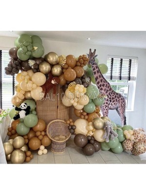 Krom Gold Küf Yeşili Karamel Çikolata Kahve ve Ten Rengi Balon Zinciri 100 Adet+5 mt Balon Zinciri