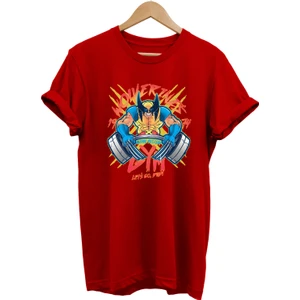 X-Men Wolverine Gym Baskılı %100 Pamuk Oversize T-Shirt Büyük Beden Tişört