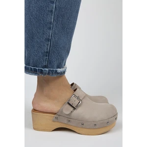 Martina Deri Kadın Bej Takunya Terlik