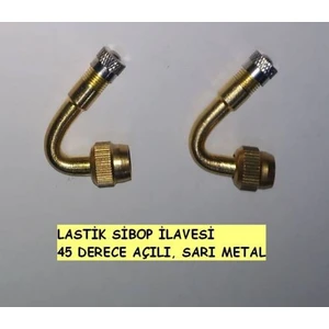 Lastik Sibop Ilavesi 45 Derece Açılı Sarı Metalden, Kıvrımdan Sonra Boyu 4cm