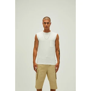 Bad Bear 22.01.23.002_Tribe Tank-Top Düz Yaka Normal Kalıp Düz Kırık Beyaz Erkek Atlet